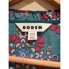 Boden Teal Floral Long-Sleeve Maxi Dress Belted 10R