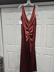 DB Studio Drawstring Dress Brown Satin