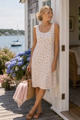 Lauren Ralph Lauren Women&rsquo;s Dress Tank Mini Sleeveless Back Slit M White Floral