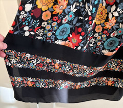 Loft Black Multicolor Dark Floral On / Off Shoulder Peasant Dress S Boho Hippie