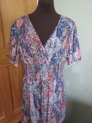 Zollucky Pull Over Gathered Waist V Neck Dress, 100% Polyester, Size XXL, VGC!