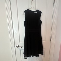 Calvin Klein Women’s S Black Solid Fit & Flare Knee Dress Sleeveless Round