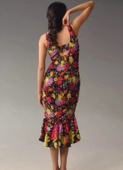 Anthropologie Pebble Smocked Dress M Midi Floral Yukiko Noritak Bodycon #190