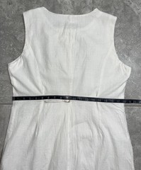 COMMENSE White Sleeveless Button Front Cotton Mini Shirt Dress Cinch Waist XL