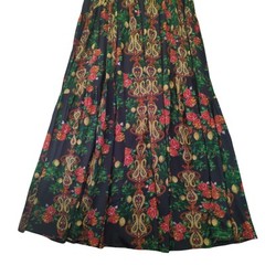 Raga Womens Floral Paisley Pleated Maxi Dress Black Red Green Gold S R3803