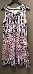 AI Dress Sz L Multi-print Red White Black Lined KTS1D26
