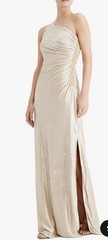 Calvin Klein champagne dress gold rouched detail on the side one shoulder size 4