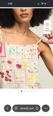 Lucky Brand S Small Run Big Linen Conversational Print Mini Slip Mini Dress