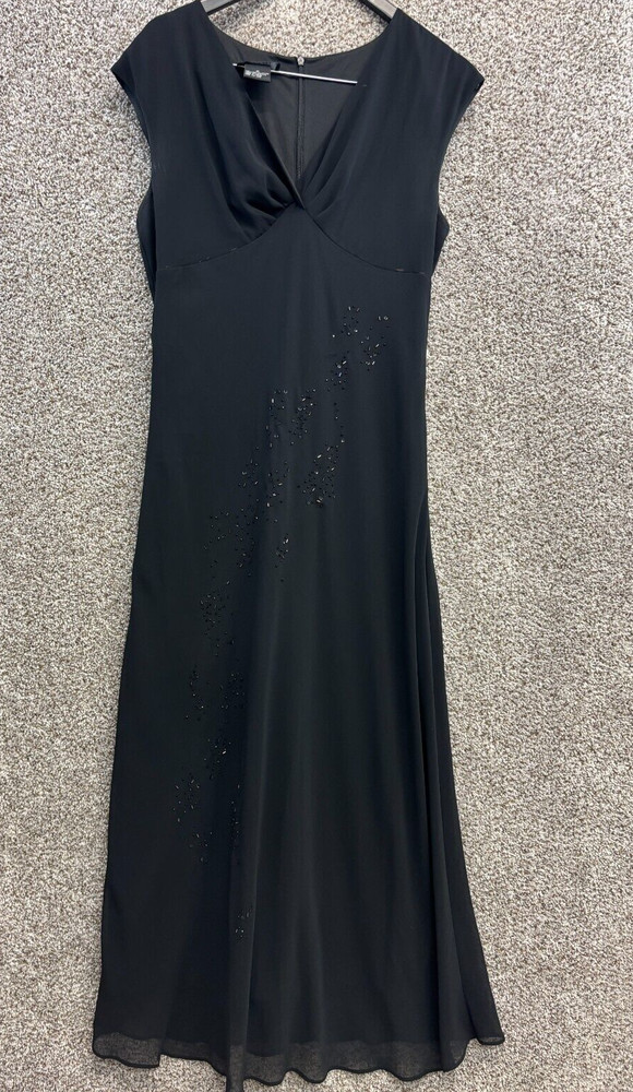 AGB Dress Byer California Black Semi-Formal Dress Maxi A-Line Beaded Size 14