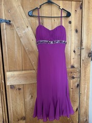 Dressbarn Collection Fuchsia Spaghetti Strap Dress Size 8 Sparkle Rhinestone
