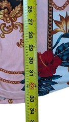 ​Guess Baroque Chain Print Bodycon Shirt Dress Pink Gold Long Sleeve Small Y2K
