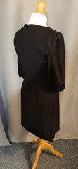 MANGO Black V-Neck Black Short Dress With 3/4 Length Sleeves-Ladies Size Medium