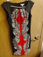 New York & Company Black Red White Floral Sleeveless Sheath Knee Dress Size 2