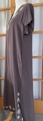 90s Floral Embroidery Maxi Dress OS Purplish Gray Crisscross Lacing Boho Beach