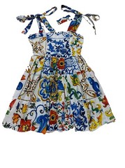 100% Cotton Elegant Floral Printed Painted Women Dress+US SELLER