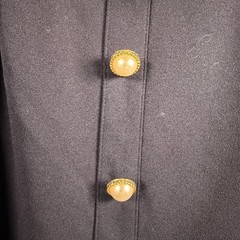 Alexia Admor Navy Bow Dress Pearl Button Front Lg Sl Mini Preppy Chic Size Small