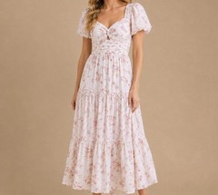 NEW Altar’d State Size Medium White and Pink Solana Floral Maxi Dress NWT