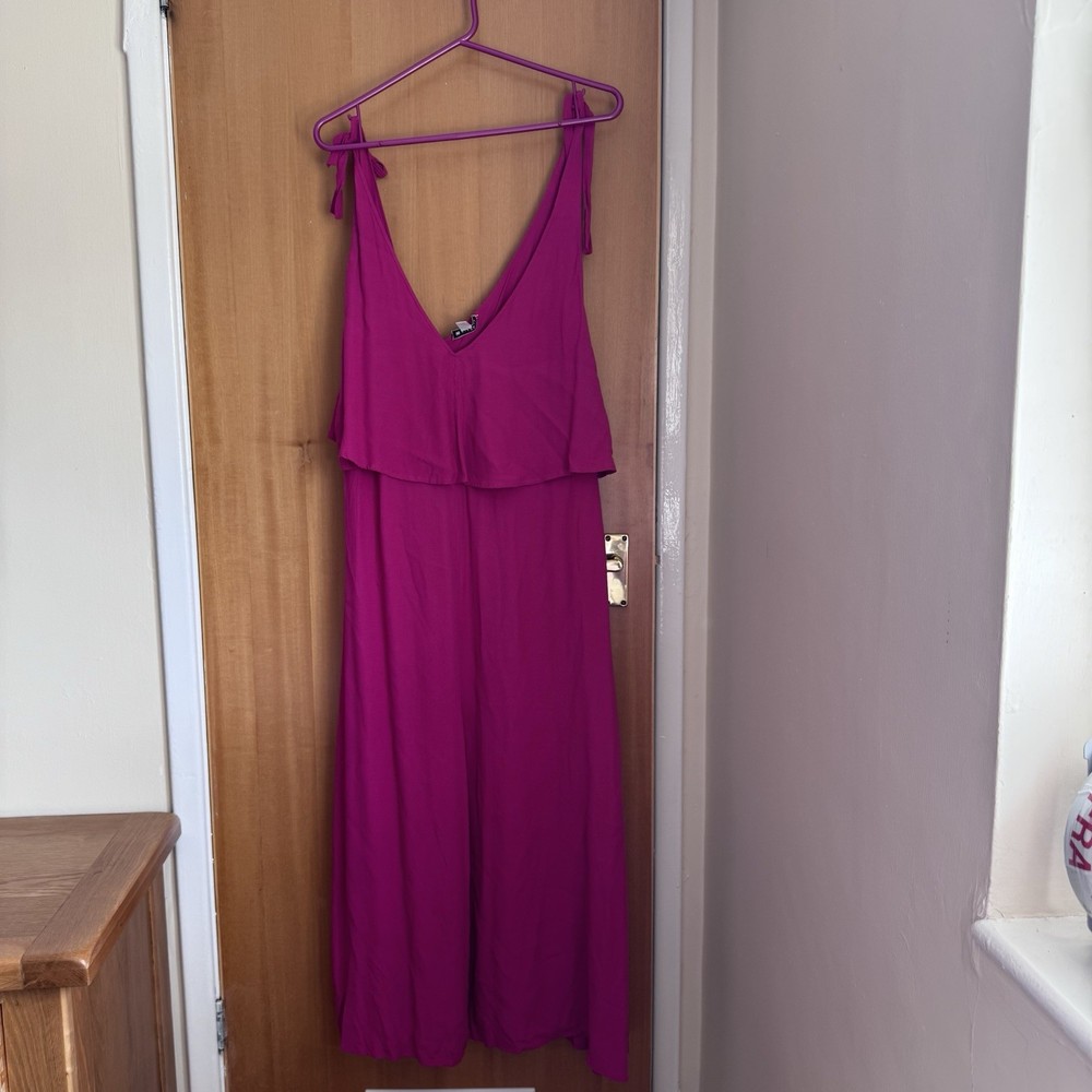 Whistles Pink Double Layer Maxi Dress Size 16 Adjustable Straps Viscose Summer