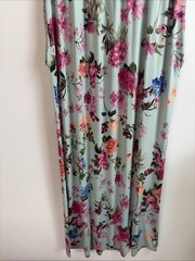 Bellamie Women’s Teal Floral Pattern Boho Maxi Dress Short Sleeve No Size Boho