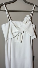 Lulu&rsquo;s Tailored White Dress with Bow Accent and Front Slit LARGE