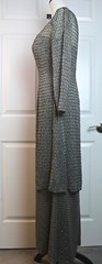 Stephen Yearick Taupe Grey 100% Silk Hand-Beaded Full Length Gown Size 8 Ex Cond