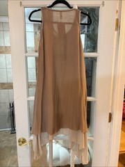 Aria Handmade Asymmetrical Layered Sleeveless Dress Taupe Large Bohemian Coastal
