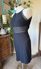 NW NIGHTWAY Women&rsquo;s Sheer Inset Cut Out Black Dress Lined-Padded SZ/6