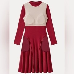 OGL MaxWarm Mockneck Knee Length Brami Dress Luxe Red Size XS NWT