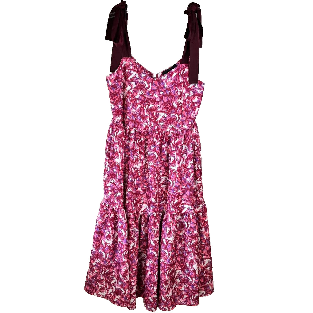 Abbey Glass Maya Tiered Parlor Floral Dress Size M MSRP $285 Sun Dress NWT