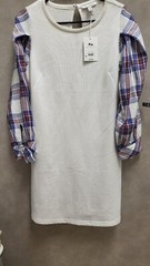 Free Assembly Tie Cuff Mixy Cream Dress M