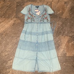 NWT April Cornell Embroidered Flutter Sunwashed Tea Dress Size Small (marked xxs