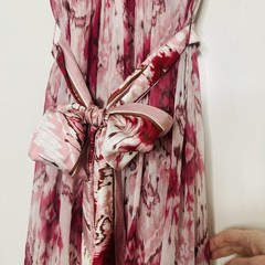Zimmermann Wavelength Frill Midi Dress Size 0/AU 8/US 4 Silk Raspberry Ikat Belt