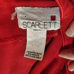 Scarlet Red Vintage Maxi Dress Mandarin Collar Button Detail Small USA