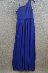 Adrianna Papell One-Shoulder Chiffon Gown Women&rsquo;s 4 Royal Sapphire Side Zip