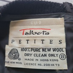 Talbots Size 8p Vintage 100% Wool Sweater Dress Pearl Chain Attached Belt