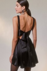 Urban Outfitters Black Satin Corset Mini Dress Size S open back