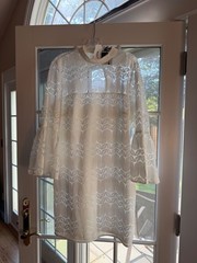Trina Turk Dress White Bell Sleeve Knee Length