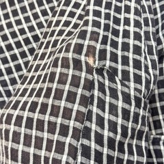 Flax Linen Shift Tunic Dress Pockets Sz 2G (2XL) Black White Check V Neck *flaw