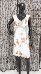ELISA CAVALETTI Dress White Blue Mesh Tulle Floral Sleeveless Embellished XL