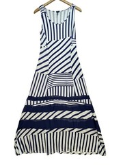 Peter Som For Designation Womens Maxi Dress Size S Blue White Striped Sheer