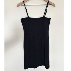 Little Black Dress Ribbed Mini With Adjustable Straps And Built In Bra