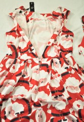 women&rsquo;s Ouges Christmas Santa dress size medium red white sleeveless Santa faces
