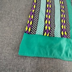 Paperdolls Shift Dress Large Green Purple Yellow White Black Sleeveless Round
