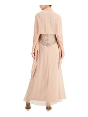 JKARA Womens Pink Lined Removable Shawl Sleeveless Full-Length Gown Dress 10