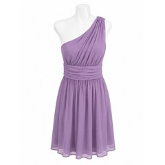 Tevolio Lavender One Shoulder Chiffon Bridesmaid Wedding Guest Dress 4