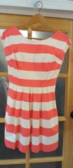 Mini Dress Striped Lined Forever 21 Side Zip Salmon & White Sz S Love 21 Casual