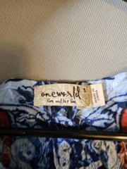 One World Size S Blue White Orange Paisley Sleeveless A-Line Dress Bohohemian
