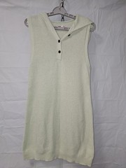 Crocheted Waffel Knit hoodie swimsuit coverup sleeveless design button up front