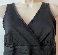 Faith Passion Casual Dress Black Cotton Spandex Size 8 V Neck Sleeveless