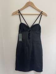 Wild Fable Womens Solid Black Cross Strap Lace Up Polyester Bodycon Dress XXS